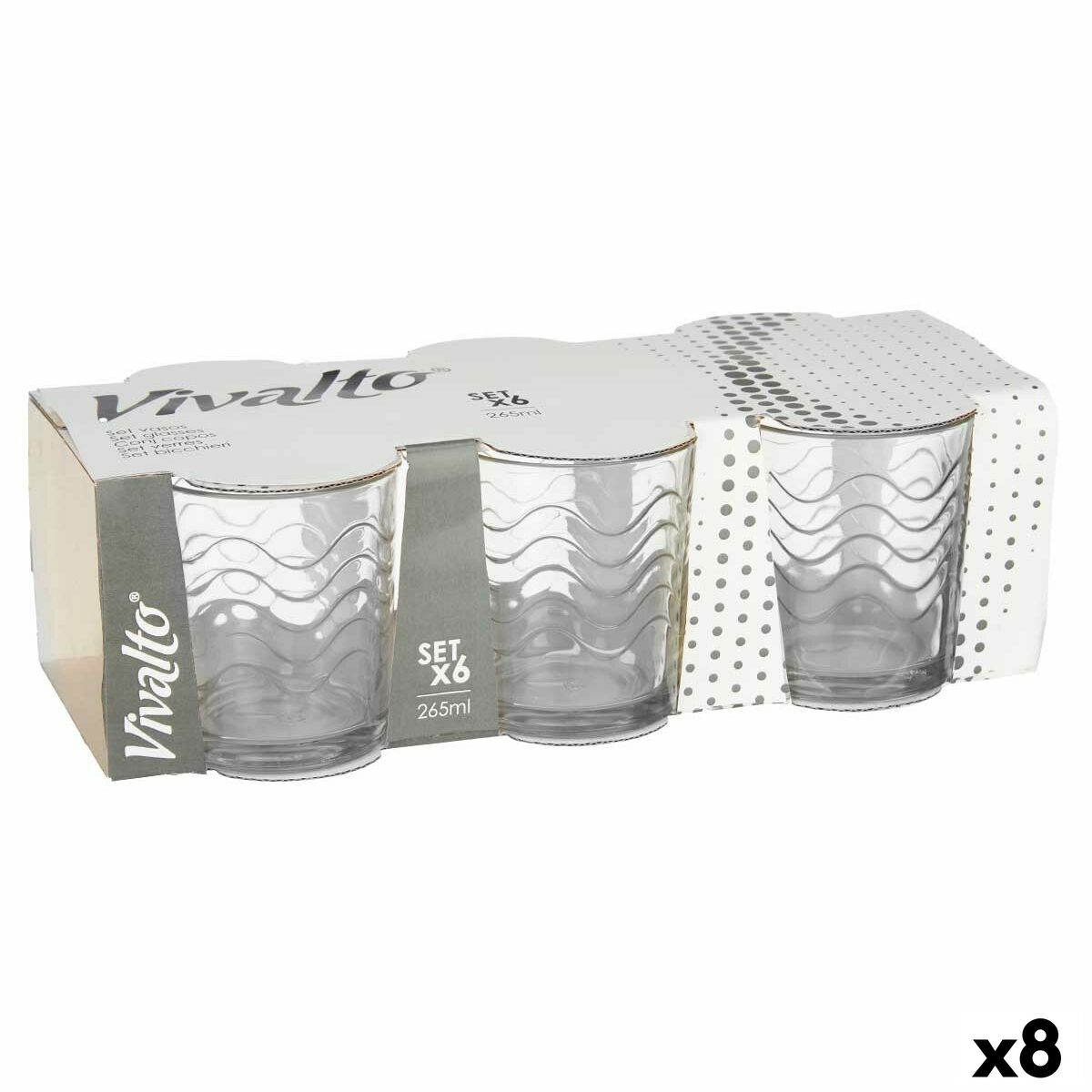 Juego 6 Vasos Agua Ondas Cristal 265 Ml a precio barato